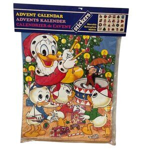 Vtg Disney Donald Duck Advent Calendar w Stickers 24 Windows Christmas Denmark